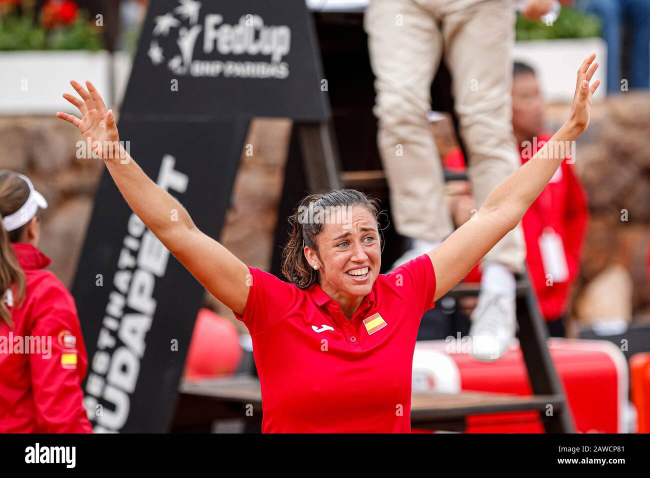 Carthagène, Espagne. 7 février 2020. Joueur espagnol, Sara Sorribes gagne à Naomi Osaka, dans le premier match entre l'Espagne et l'équipe nationale du Japon pour FedCup BNP Paribas. Sara Sorribas pendant le match. Crédit: Abel F. ROS/Alay Live News Banque D'Images