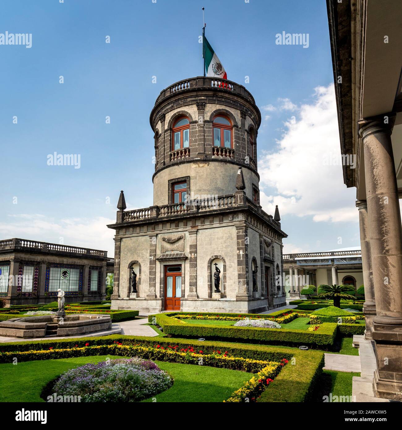La tour Caballero Alto à l'intérieur du Castillo de Chapultepec, Mexico, Mexique. Banque D'Images