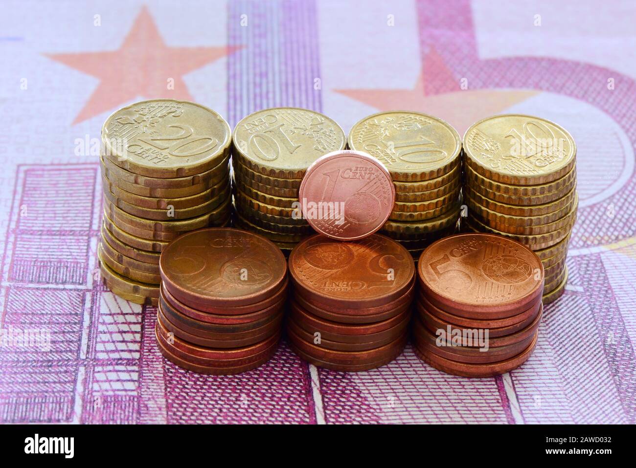 Selon les médias, la nouvelle Commission européenne prévoit d'abolir toutes les pièces de 1 et 2 cents. Banque D'Images