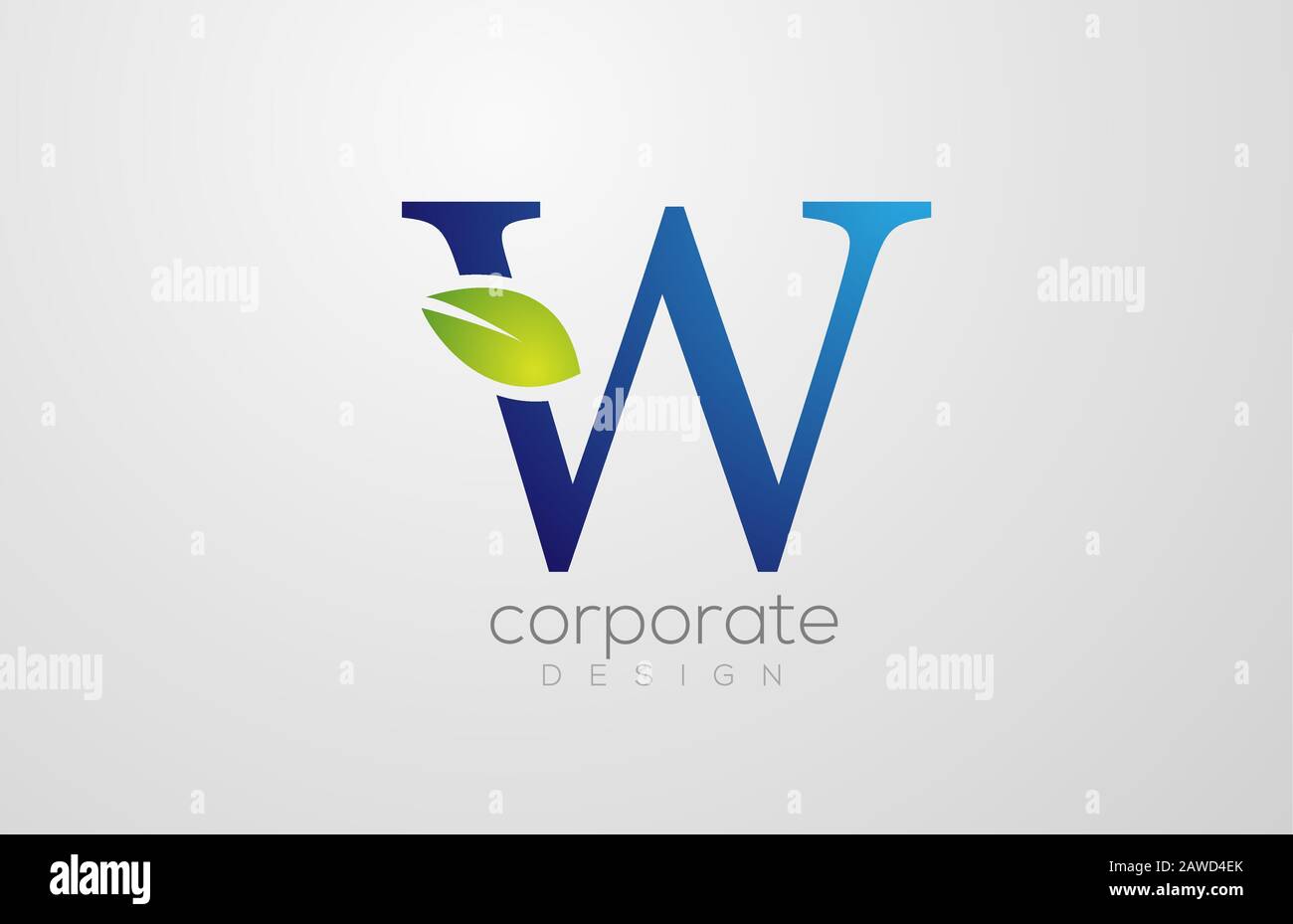 Modèle à motif lettre W avec logo en forme de feuille verte. Adapté à un logotype d'entreprise d'énergie verte ou de produits naturels Illustration de Vecteur