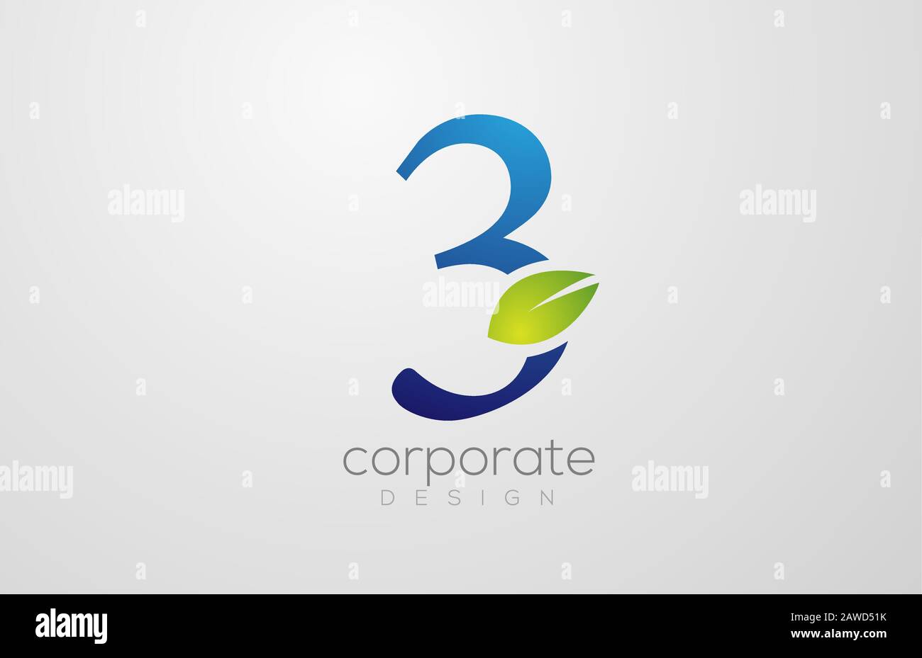 feuille verte numéro 3 modèle de conception à trois icônes de logo. Adapté à un logotype d'entreprise d'énergie verte ou de produits naturels Illustration de Vecteur