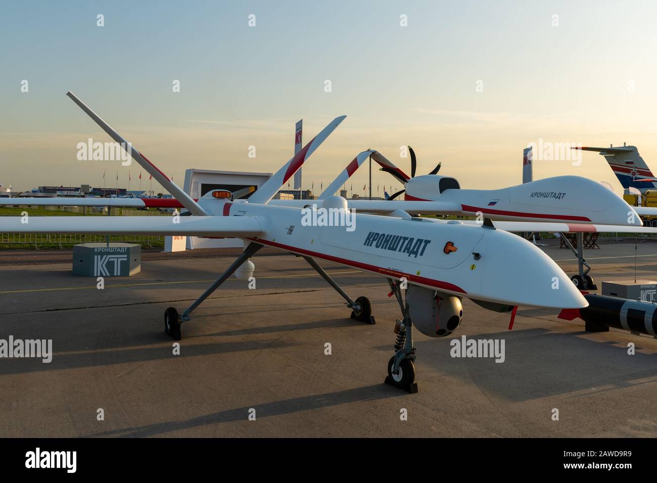 30 Août 2019. Zhukovsky, Russie. Vol de longue durée en véhicule aérien sans pilote russe (UAV) développé par la société 'Kronstadt' (AFK Sistema) à la I Banque D'Images