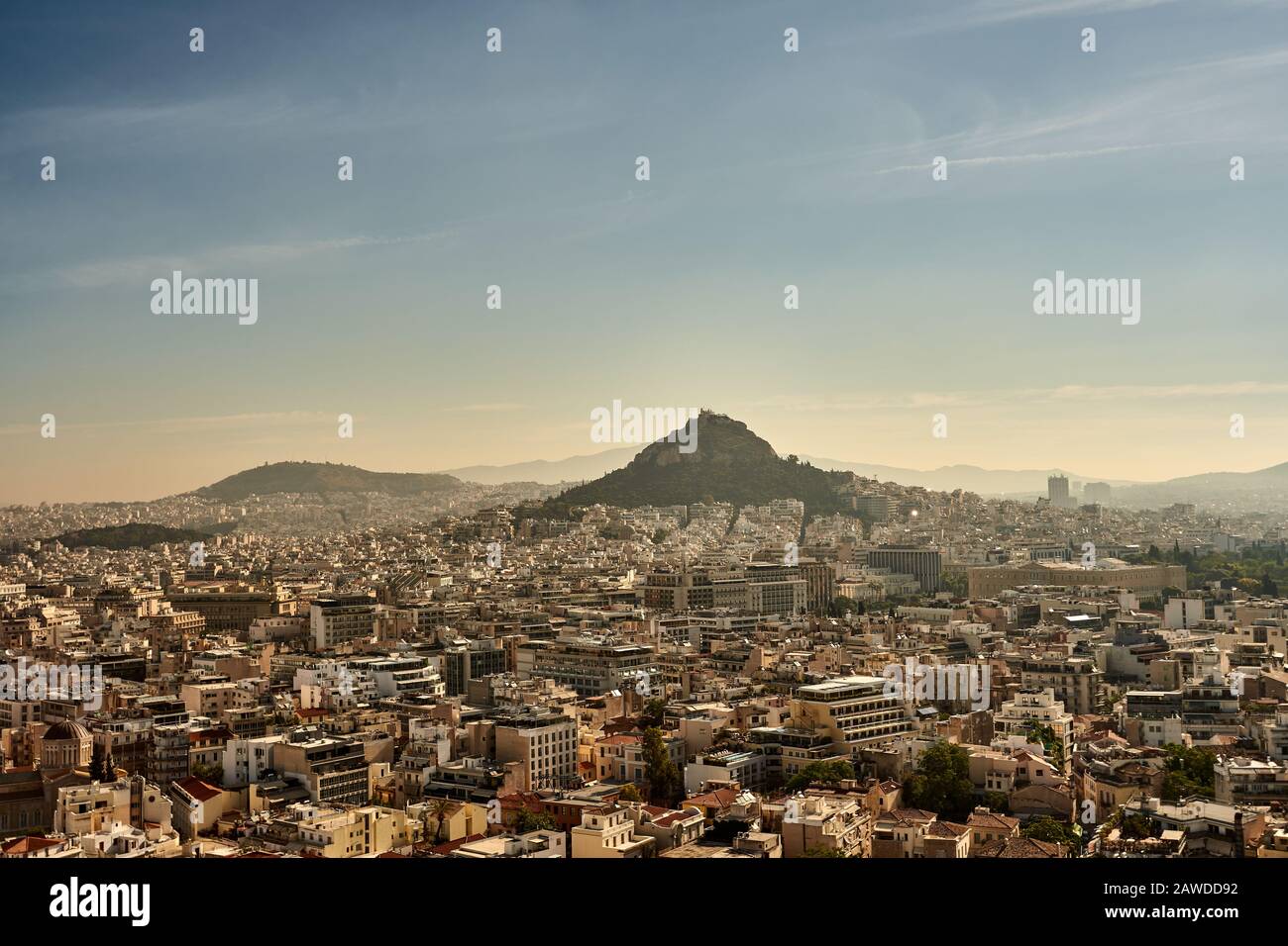 Vue sur la ville d'Athènes en Grèce en été Banque D'Images