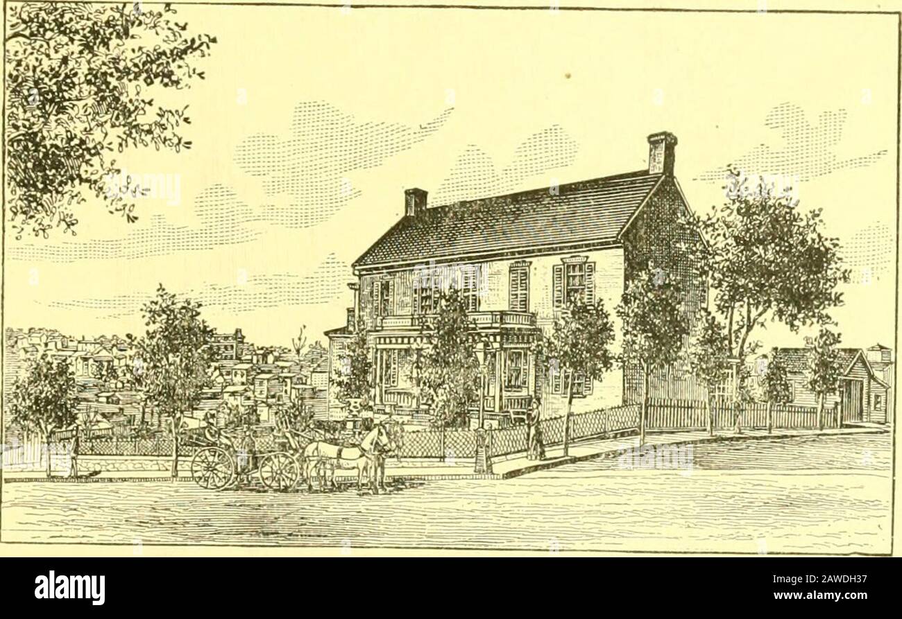 Croquis livre de Lynchburg, VaIts People et son commerce .. . Son PEUPLE ET SON COMMERCE, 95 inauouaratcd au milieu d'un grand enthousiasme par une procession civique et militaire très élaborée. * le réservoir de 1830 semble à l'époque avoir été regardedpar nos ancêtres assez grands pour répondre aux demandes d'un avenir indéfi-nite ; mais la croissance de la ville, très peu après sa comple-tion, a développé le besoin d'une nouvelle offre. Samuel Miller, Éq., qui a amassé une grande fortune dans la ville de Lynchburg, est mort le 2 mars 1869. La 22ème clause de son donnera ^20.000 à la Ville * pour être approché t Banque D'Images