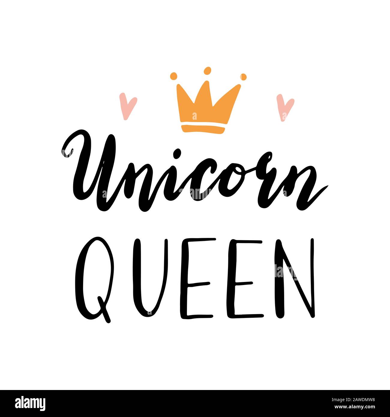 Texte De Lettrage Unicorn Pour Bebe Enfant Logo Fille Banniere Citation Tiree A La Main Unicorn Queen Of Calligraphie Style Illustration Vectorielle Isolee Image Vectorielle Stock Alamy