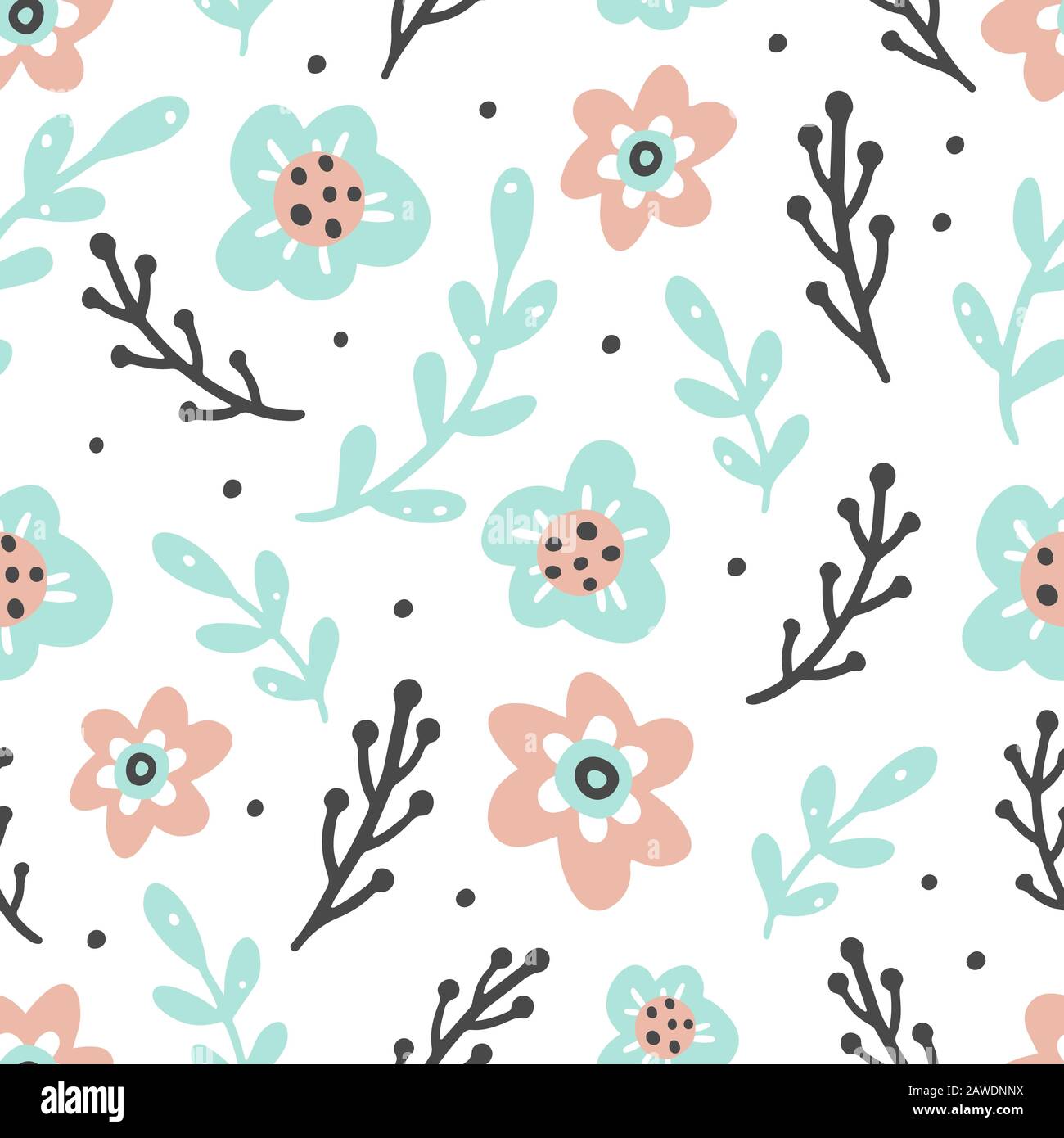 Motif sans couture de fleurs simples pour motif textile, motif papier peint. Illustration vectorielle. Illustration de Vecteur