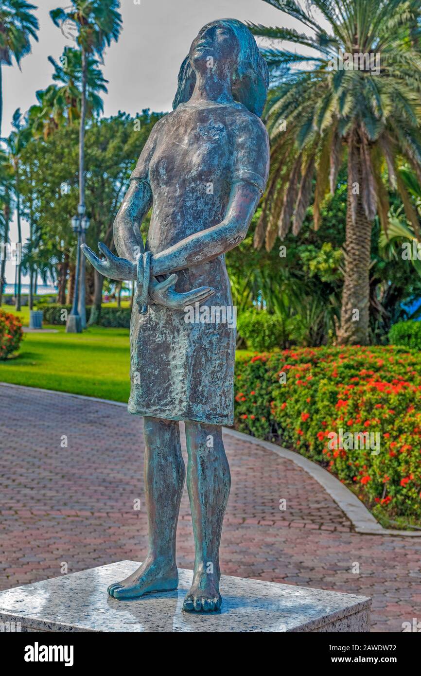 Statue D'Anne Frank , Oranjestad, Aruba, Antilles Banque D'Images