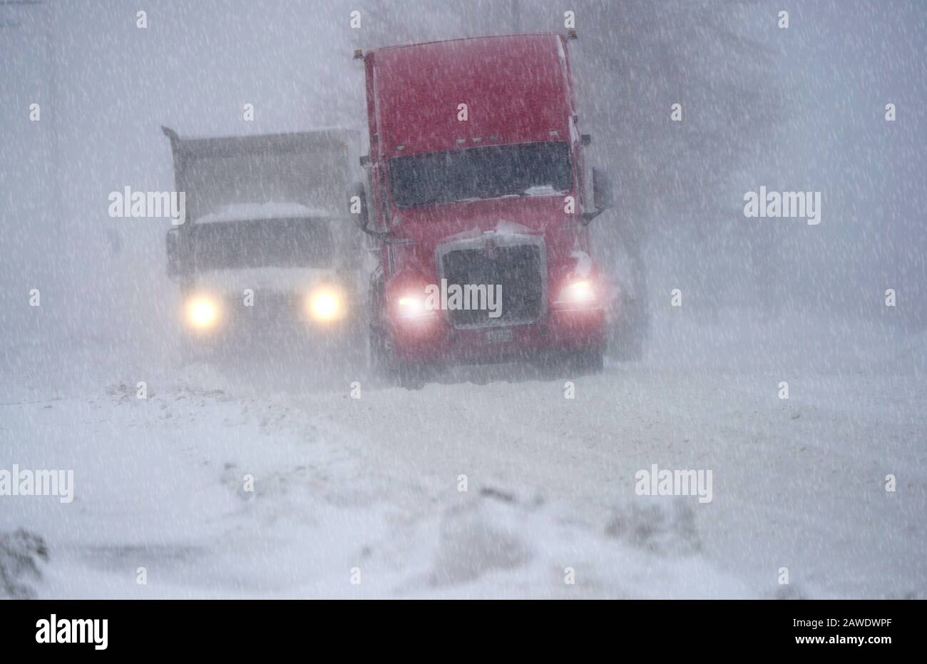 Montréal,Québec,Canada,7 Février 2020.Tempête De Neige Épaisse À Montréal,Québec,Canada.Credit:Mario Beauregard/Alay News Banque D'Images