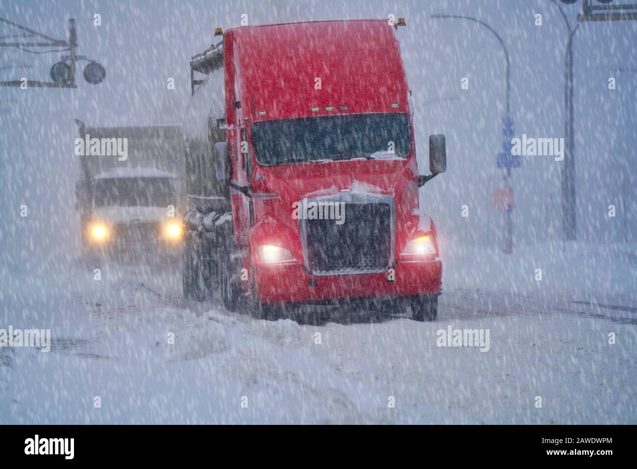 Montréal,Québec,Canada,7 Février 2020.Tempête De Neige Épaisse À Montréal,Québec,Canada.Credit:Mario Beauregard/Alay News Banque D'Images