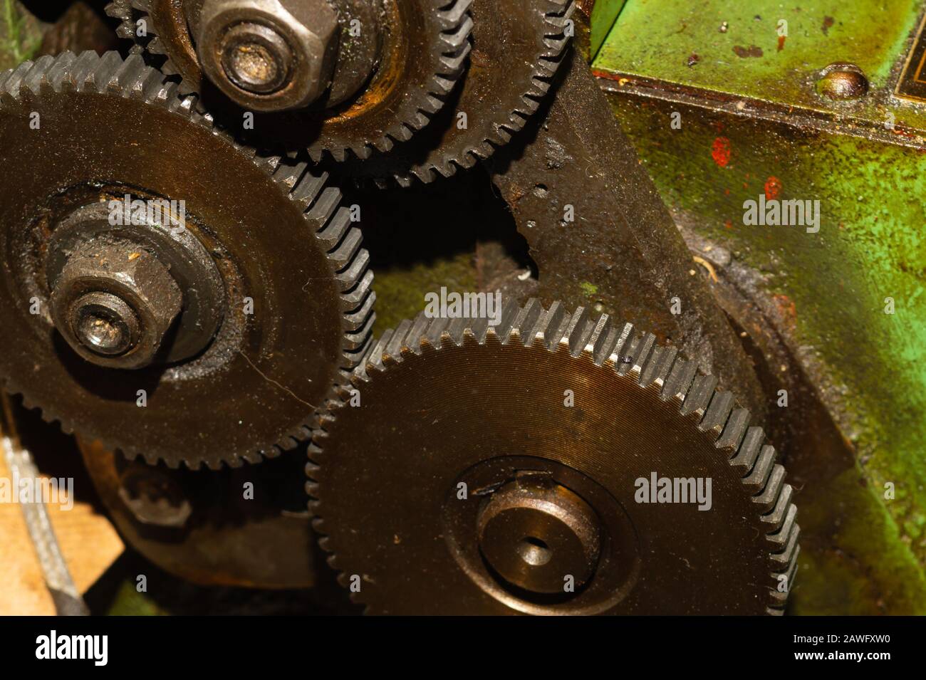 Engrenages de la machine industrielle. Détail du mécanisme. Anciens ...