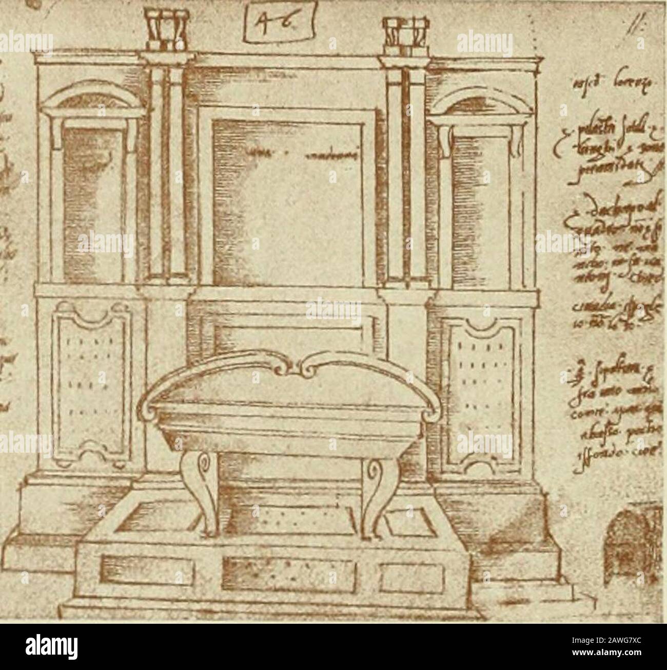 Geschichte des florentinischen Grabmals von den ältesten Zeiten bis Michelangelo . ebälkes an der rechten Seite ein segnender Engel, 369 34 der das Vorbild der analogique Gestalt an Antonio Rossellino Grabmaudes Jacopo von Portugal verrät. Diese inalerisclien Tendenzen mussten bei der endgültigen Gestaltung derGrabdenkmäler mit Rücksicht auf die umgebenden Architekturen gemässigt werden.Nur der figürliche Schmuck auf und um den Sarkophag blieb in seuriner sprüng-Anstehen. Die Architekturen blieben freilich auch hier im wahrstenSinne des Wortes dekorativ, nur ein Mittel zum Zweck. Banque D'Images