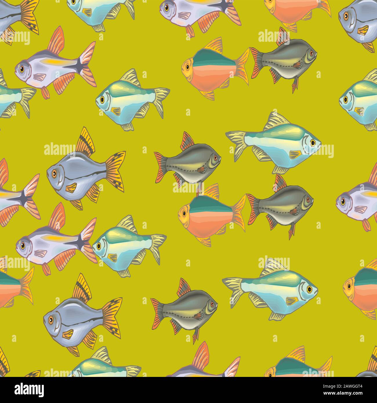 décoration d'art de poisson sans coutures, illustration. Illustration de Vecteur