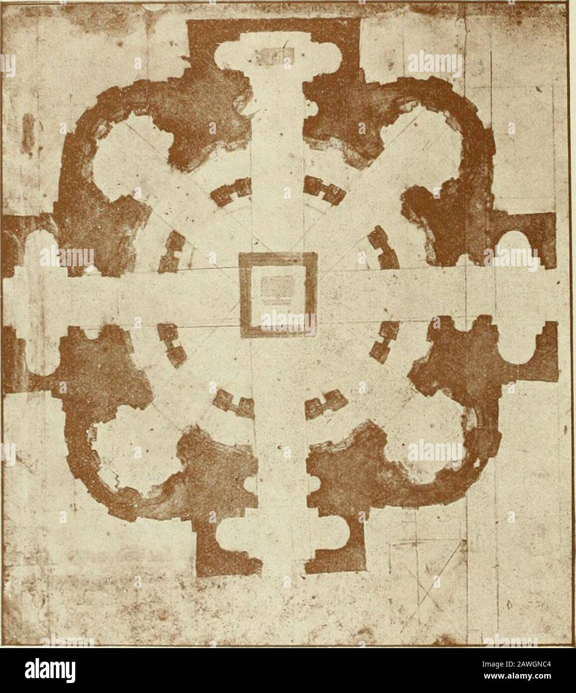 Geschichte des florentinischen Grabmals von den Ã¤ltesten Zeiten bis Michelangelo . Michelangelo als .Architekt und DckoratoratorÂ», München WÃ,S. 3.&gt; erwÃ¤hnt und beschrieben worden. ^ Â"Diese Lage und die diken Mauern lassen nur an diese Absicht denken, die, laut Vasari, einen .Augen-blick in Betracht kam, ehe lötif) die Wiederaufnahme des Neubaues der Pelerskirchc beschlossen wurde. Vielleichtiste die Zeicnr 36 (Rahmen ?,?,), ein Detail für obigen (Irundriss.Â» {(ieymüller, op. Cit., S. 35). 37 vers^leicklit man die Entürfe miteinander, SO glaubt man den Meister als Archi-tekten Banque D'Images