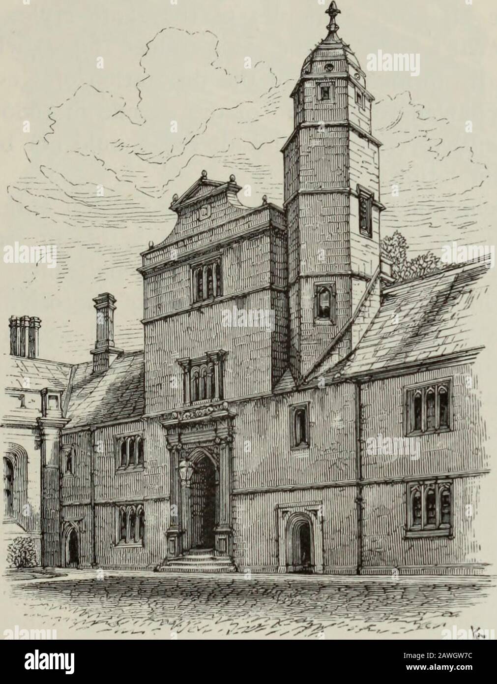 L'histoire architecturale de l'Université de Cambridge et des collèges de Cambridge et d'Eton . Fig. 2. Face est de la porte De Vertu à Gonville et Caius College, construit 1567. Par la planéité du mullion et la place s'enfonçant sur son visage.Sur le côté ouest, à côté de la cour (fig. 3), la grande arche est centrée sur l'isfour, et la composition a d'autres manières un mixedcharacter, éventuellement donné à lui pour le but exprès de makingit s'harmoniser avec la chapelle. La Porta Honoris (i575)»érigée à partir du dispositif spécial et de l'instruction du Dr Caius, a aussi une arche à quatre points, mais en tout Banque D'Images