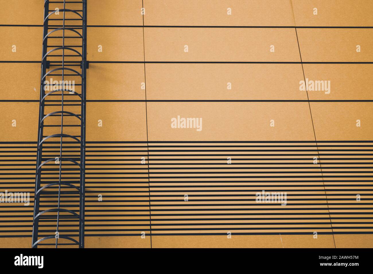 Mur brun du bâtiment moderne avec fond d'échelle d'urgence Banque D'Images