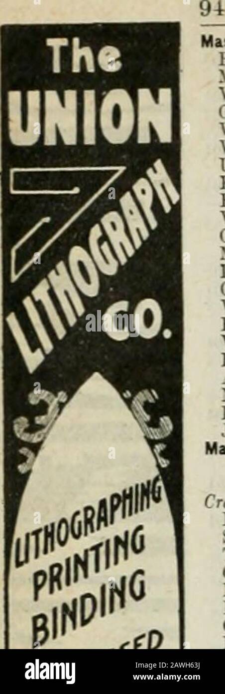 Crocker-Langley répertoire de San Francisco pour l'année commençant .. . 101 n Wffi CO 201 SO BH u W 301 A ^ - o 401 o O D 3 — leurs propres installations pour doinMachine et Fou 501601701S01901 worit.NG MACHSPECIALTY 1001 &gt;— Z Pi 1101 SO &lt; P»9 i » Ji&lt;&lt; S3 F. CUTTER WHISKEY E. MARTIN &. CO. 336-348 SECONDE ST. USEPENCILS PIONNIER AUTOMOBILE CO OLDSMOBILE THOMAS FLYER THOMAS THOMAS 40 901-925 GOLDEN GATE AVE COPPERPLATEENGRAVINGBLANKBOOKS. Répertoire Crocker-LA NGLEY Mason—Contd. Broadway 1500 1501 Magner Place [ Yalleio 1600 1601 J Green 1700 1701 Winter Lane Webb Place Union 1800 1801 Ken Banque D'Images