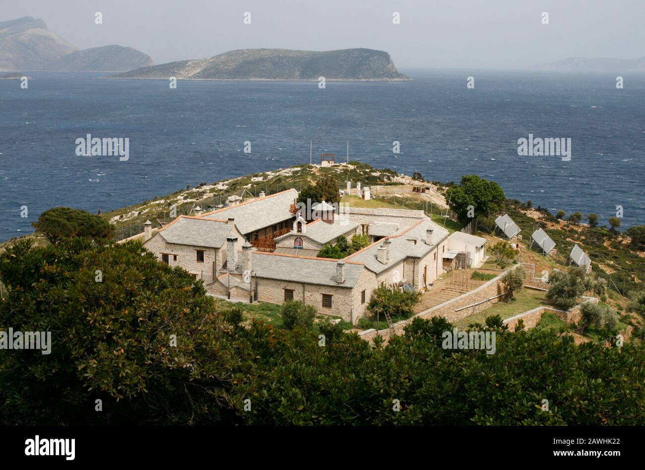 Monastère De Kyra Panagia, Île De Pelagonizi (Nisos Kyra Panagia) Et Île De Gioura, Sporades Du Nord, Grèce Banque D'Images