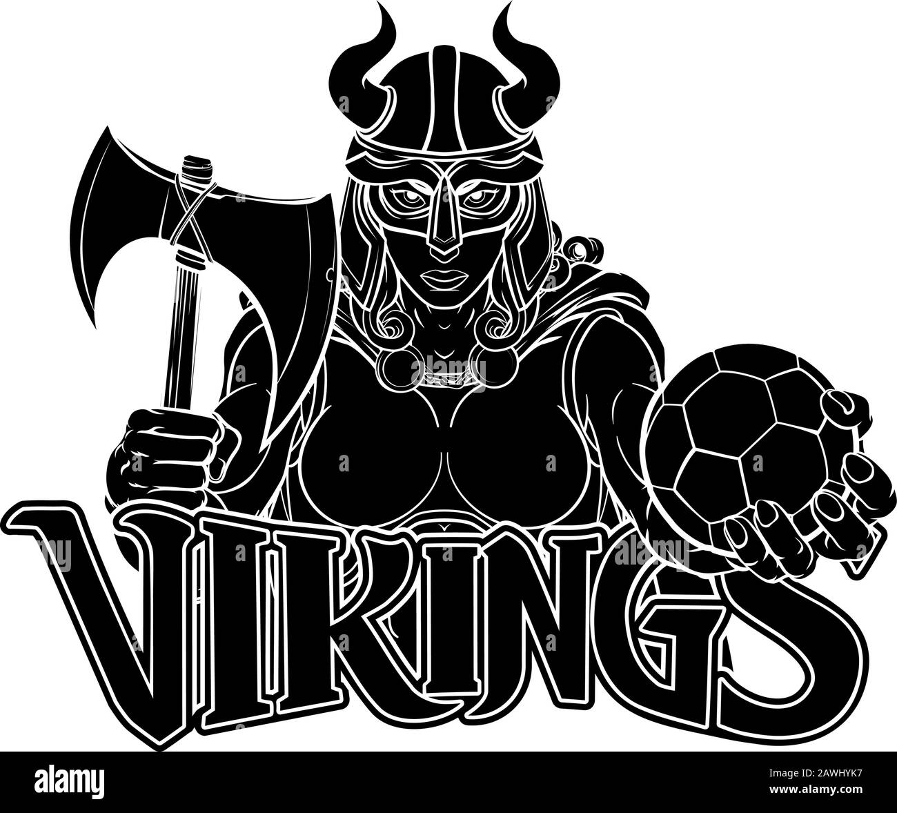 Femme Viking Warrior Football Gladiator Femme Illustration de Vecteur