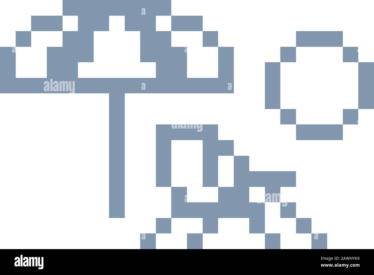 Chaise de plage de pont 8 Bit Pixel Art Jeu Vidéo Icon Illustration de Vecteur
