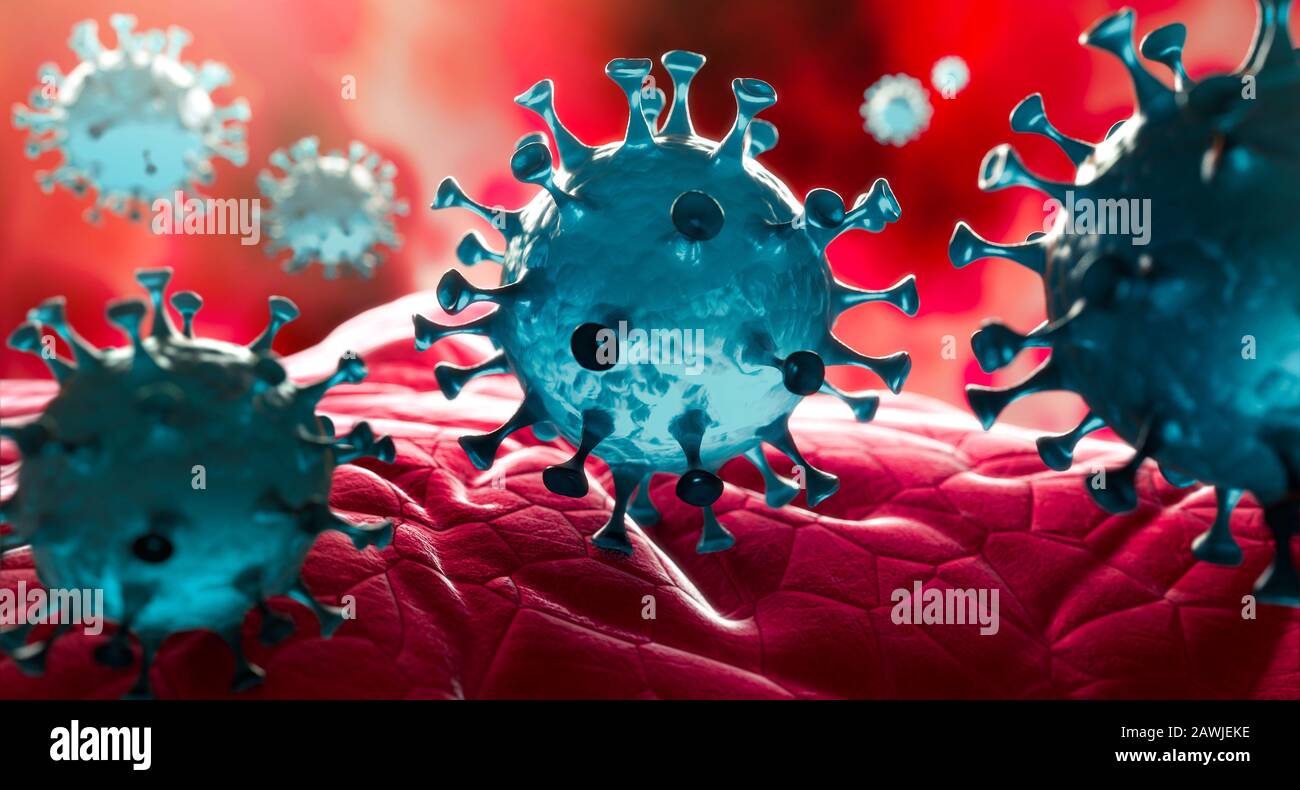 Rendu détaillé du virus corona - illustration tridimensionnelle Banque D'Images
