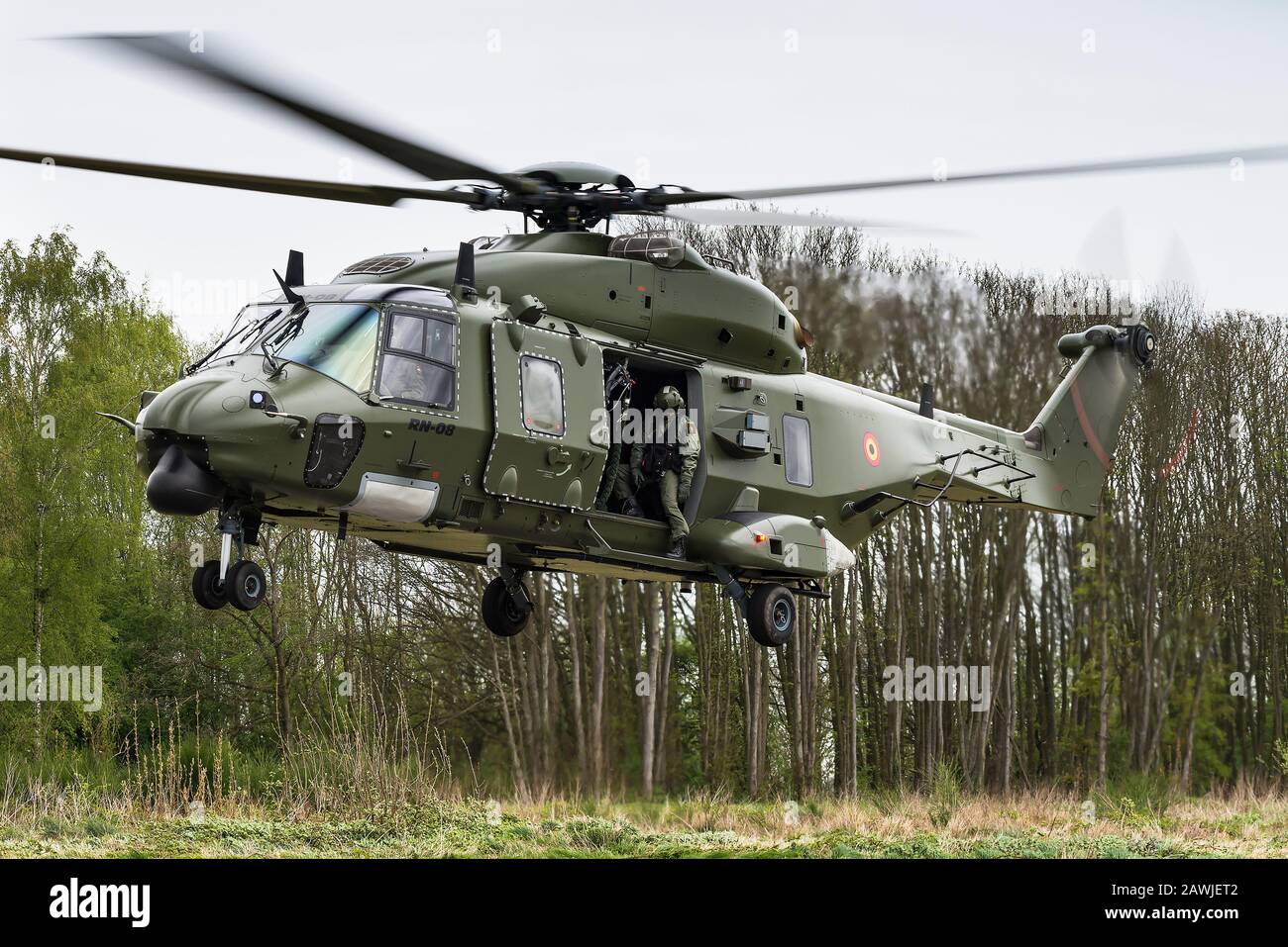 Hélicoptère militaire NH90 TTH du 18ème Escadron de la Force aérienne belge. Banque D'Images