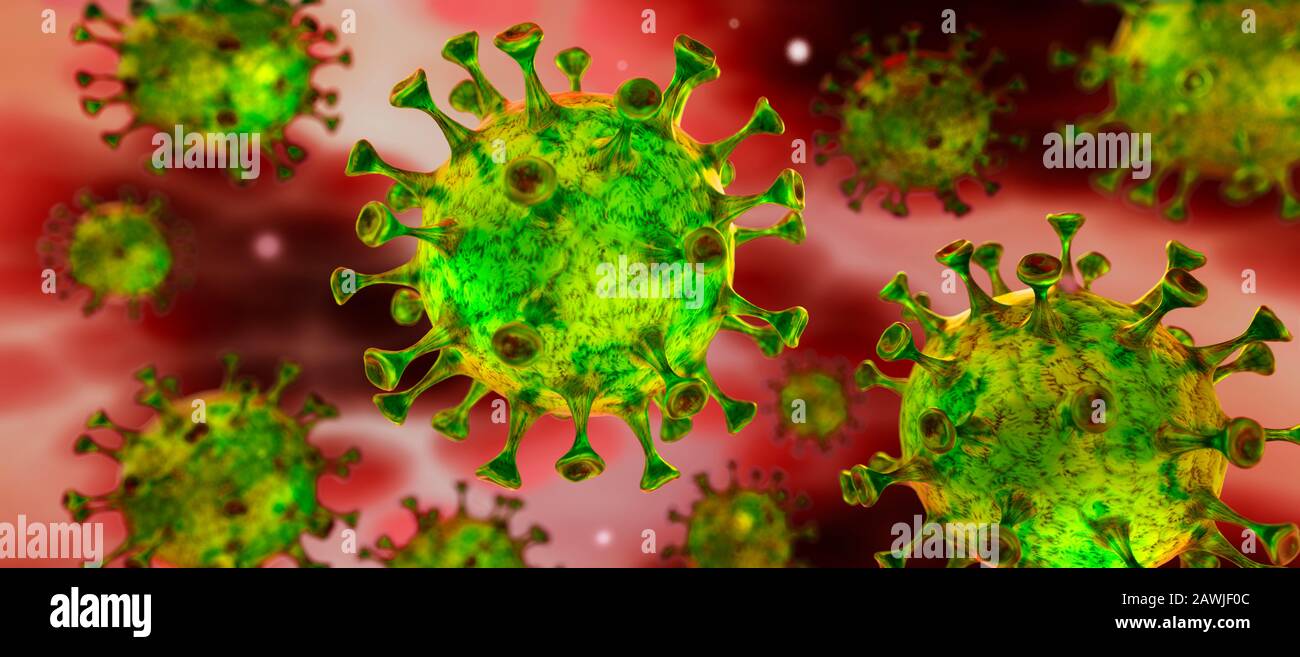 Rendu détaillé du virus corona - illustration tridimensionnelle Banque D'Images
