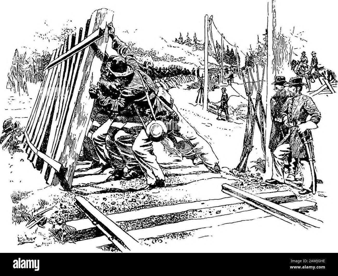 Histoire du premier régiment de cavalerie volontaire du Tennessee dans la grande guerre de la rébellion, avec les armées de l'Ohio et de Cumberland, sous les généraux Morgan, Rosecrans, Thomas, Stanley et Wilson1862-1865. UN PONT DE PONTON. DKSTKUCTION D'UNE CAVALERIE BÉNÉVOLE DE LA VOIE FERRÉE DU TENNESSEE. 177 du régiment faisait le devoir de garde le long du chemin de fer Nashville et Decatur. Le général John T. Croxton, un jeune et gallant Kentuckian, et l'ancien colonel du quatrième Kentucky, a été placé sous le commandement du brigadeet est resté son commandant jusqu'à notre rassemblement. La division McCooks était composée de trois bri Banque D'Images