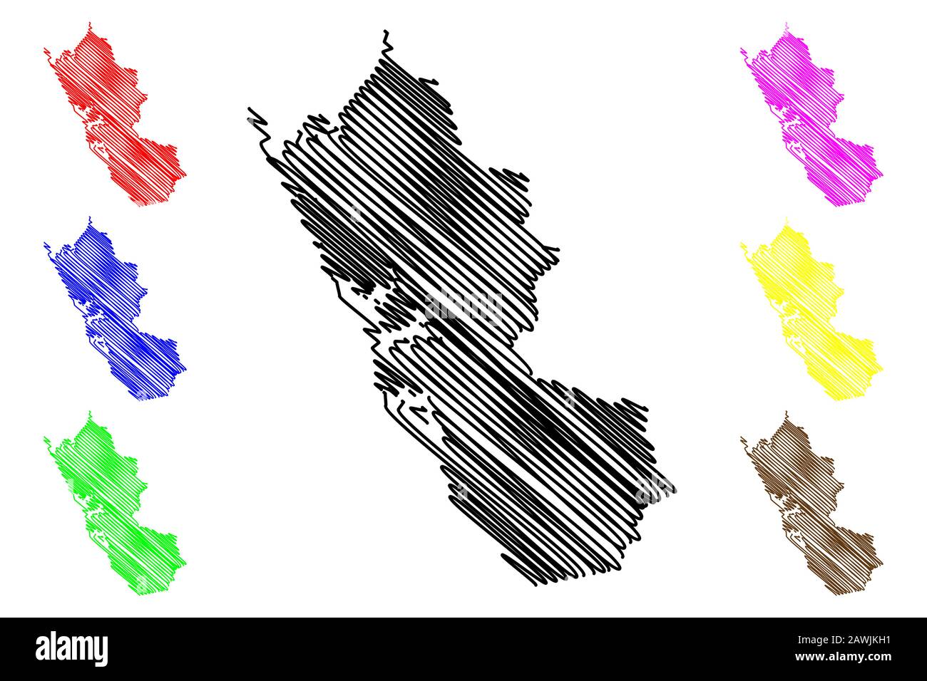 Ogooue-Maritime Province (subdivisions du Gabon, République gabonaise) map vector illustration gribouillage, croquis Ogooue carte maritime Illustration de Vecteur