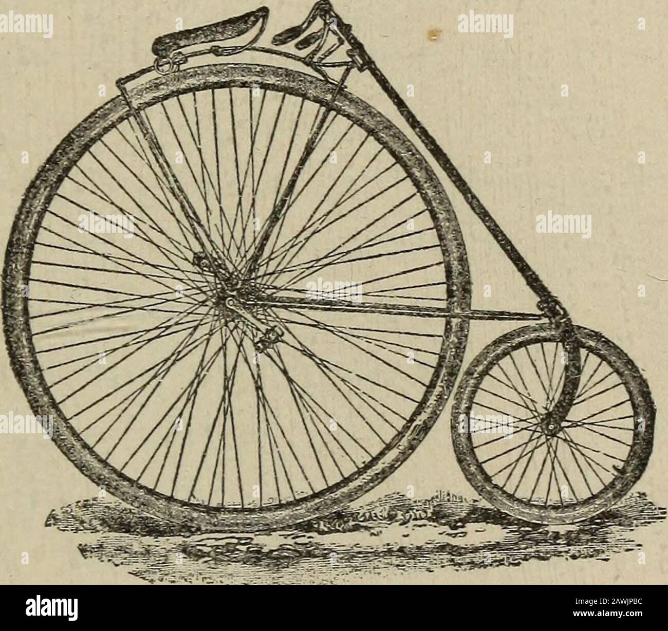 Roues et roues de roue ; un manuel indispensable pour les cyclistes, avec plus de deux cents illustrations . m chaque tête de fourche à apoint environ 6 pouces ou 8 pouces devant l'essieu, où elle s'unit à l'extrémité d'une deuxième tige plus courte et extérieure, qui se courbe à quelques pouces au-dessus des roulements. À la jonction de ces deux tiges roue, d'un diamètre de 6 pouces environ, est monté, dont le circuit est coupé en dents, dont les engrenages sont intosemblables sur une roue de 2^--inch (ou thereabouts) aplanixsur l'essieu de la machine. Sur le côté extérieur des CYCLES PARTICULIERS. IS7 première roue une plus petite, quelque 2 i Banque D'Images