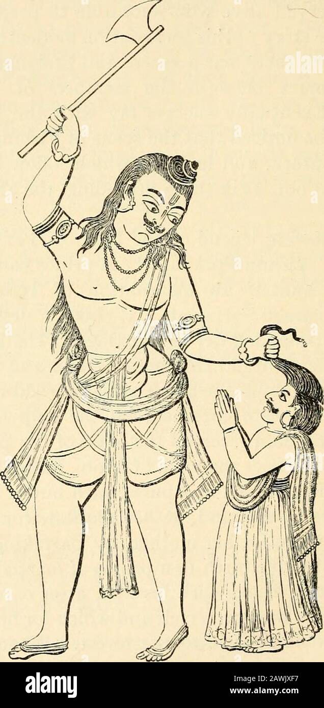 La mythologie hindoue, védique et Purānic . n mille fleechevaux de flotte, chacun ayant une oreille noire, comme un cadeau de mariage.Ces chevaux ont été obtenus, à l'aide de Varuna, et le Brahman a reçu la main de la princesse. Afin de faire la naissance d'un fils, Richika prepareda plat de riz, d'orge et de légumineuses, avec beurre et lait, pour sa femme à manger, Et, à sa demande, consacré un mélange d'asimilar pour sa mère, en prenant de quelleque elle espérait donner naissance à un prince de prowess martial.Laissant les deux plats avec sa femme, après des cris soigneusement qui était pour elle-même et qui pour son mothe Banque D'Images