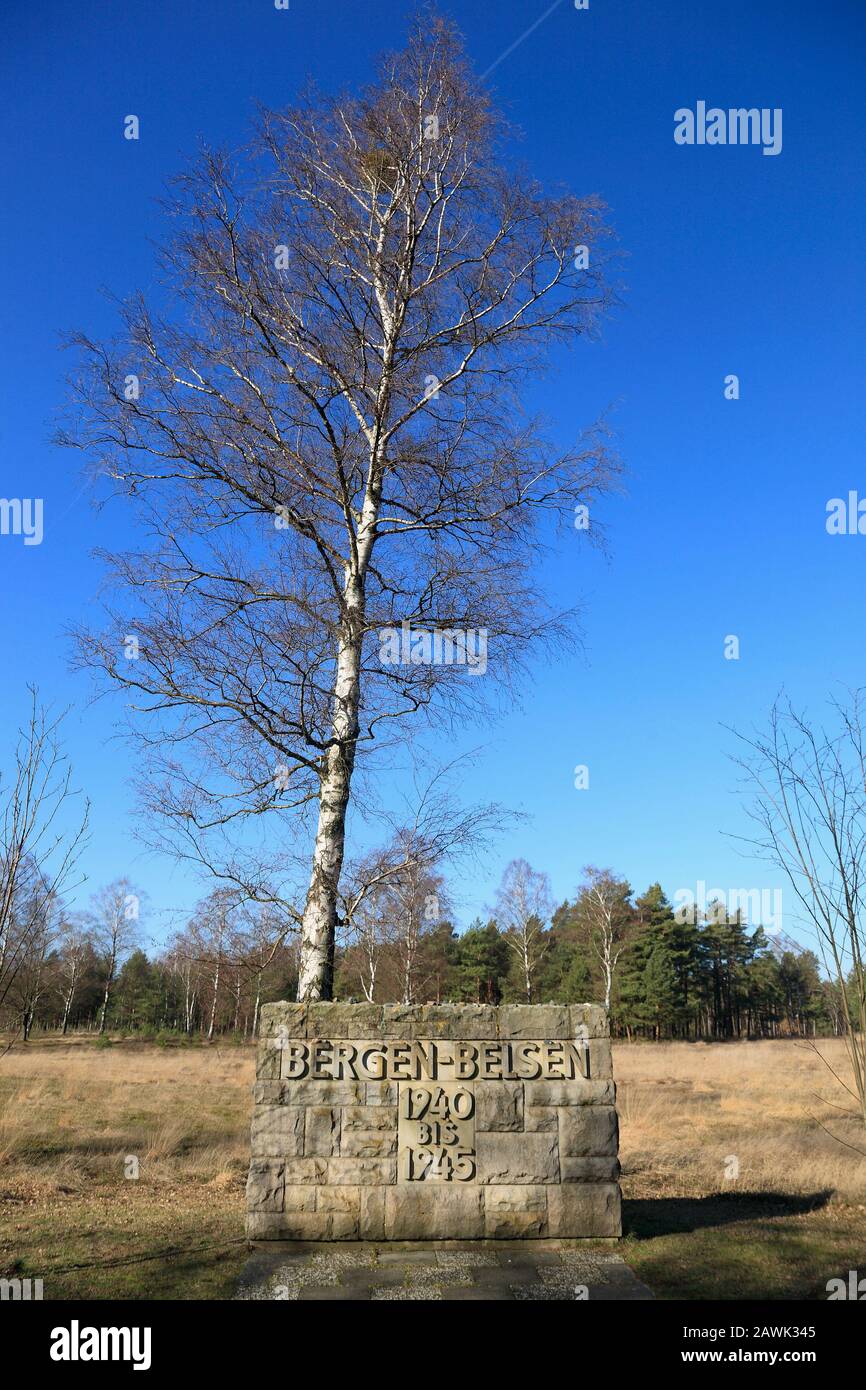 Mémorial du camp de concentration de Bergen-Belsen, Basse-Saxe, Allemagne, Europe Banque D'Images