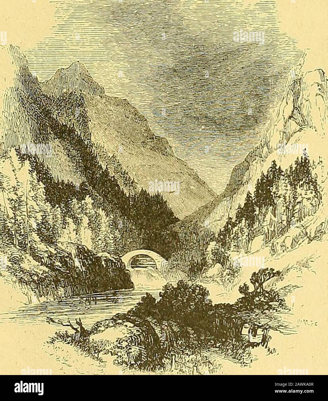 L'Irlande pittoresque : une délimitation littéraire et artistique du paysage naturel, des lieux remarquables, des antiquités historiques, des bâtiments publics, des abbayes anciens, des tours, des châteaux, et d'autres caractéristiques romantiques et attrayantes de l'Irlande. D peu de cours d'eau, la Loe, où le Gap prend son nom, traverse le glen de Thesouth, et enfin coule dans la rivière Laune. Dans son cours dans le défile se développe en cinq petits creux, qui sont connus sous le nom de Cummeen TomeenLakes. Ici et là, un arbre nain, ou un thicket de coppice, ou patchesof Golden furze ou arbutus, dans le unionavec les lacs, ou le ruisseau, Whicor Banque D'Images