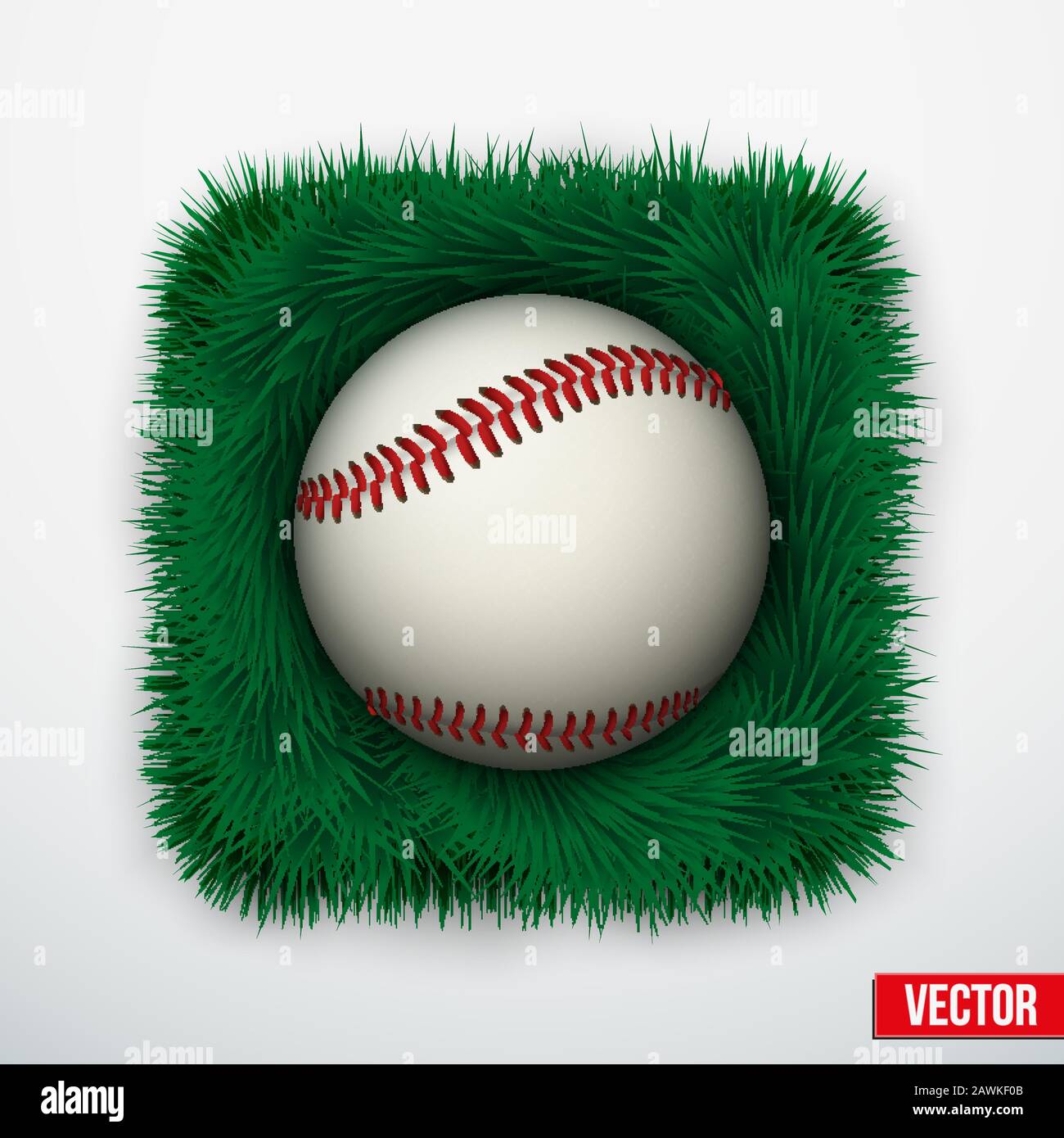 Icône boule de baseball dans l'herbe verte. Vecteur. Illustration de Vecteur