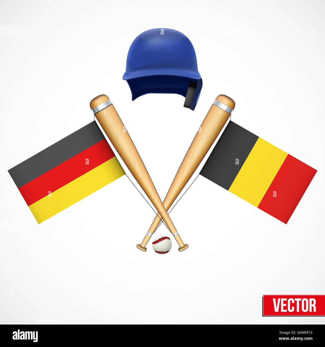 Symboles de l'équipe de base-ball Allemagne et Belgique. Illustration de Vecteur