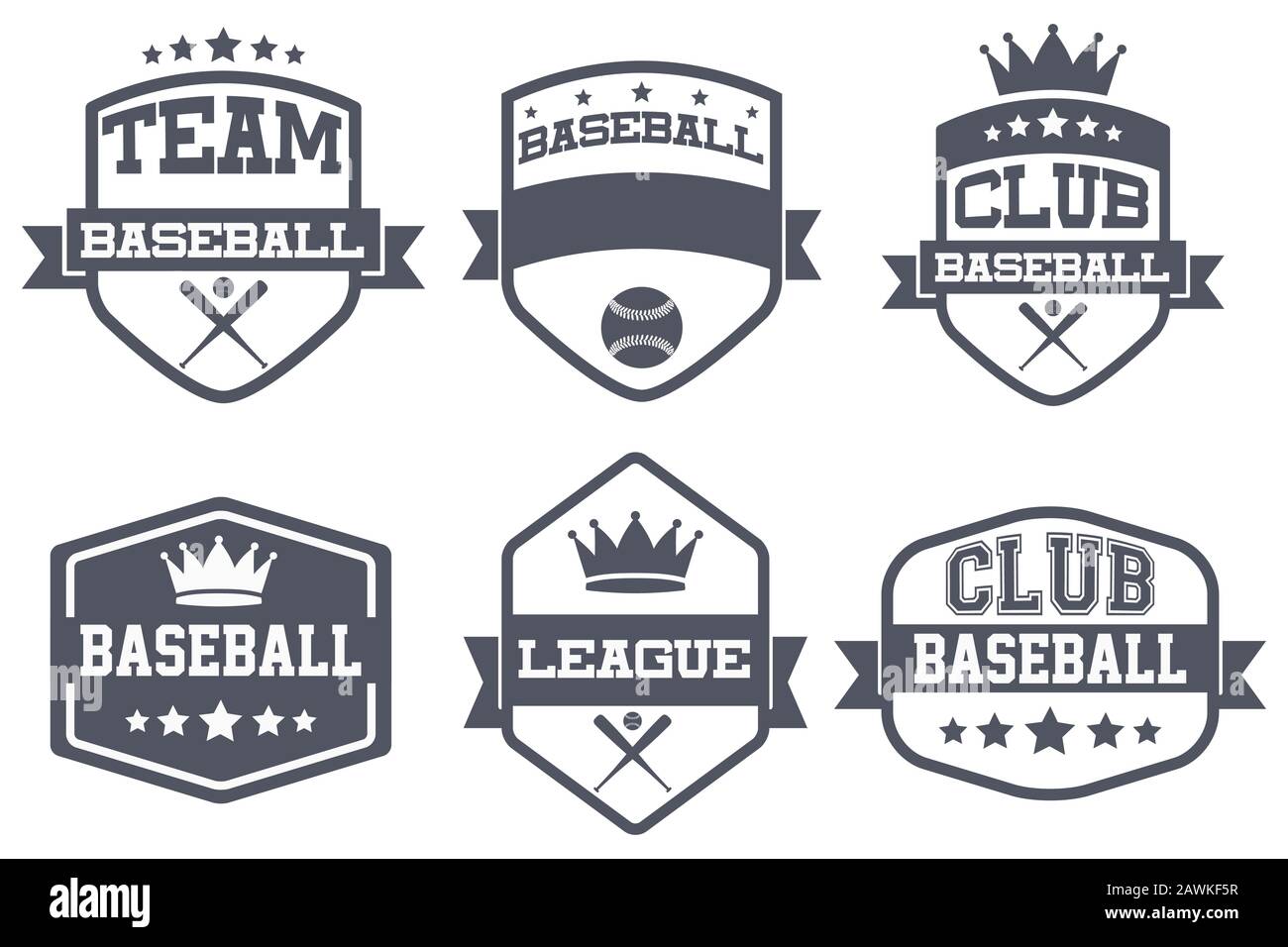 Lot De Badge Et D'Étiquette Vintage Baseball Club Illustration de Vecteur