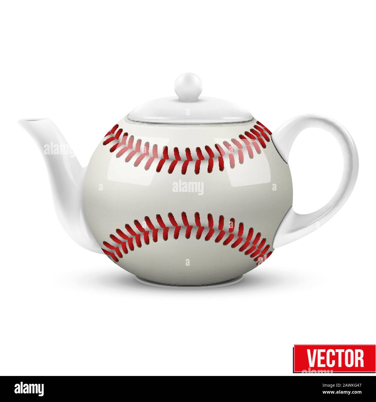 Théière En Céramique Dans Le Style Boule De Baseball. Illustration Vectorielle De Football. Illustration de Vecteur