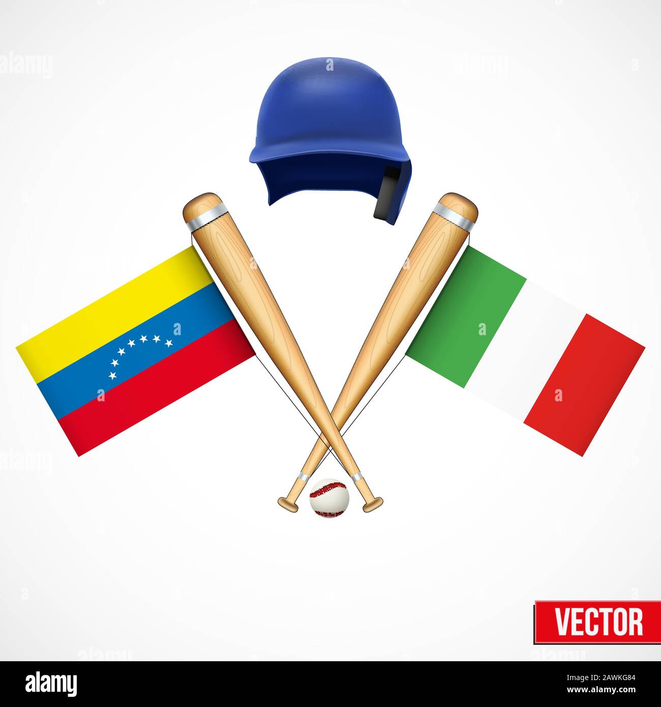 Symboles de l'équipe de baseball Venezuela et Italie. Illustration de Vecteur