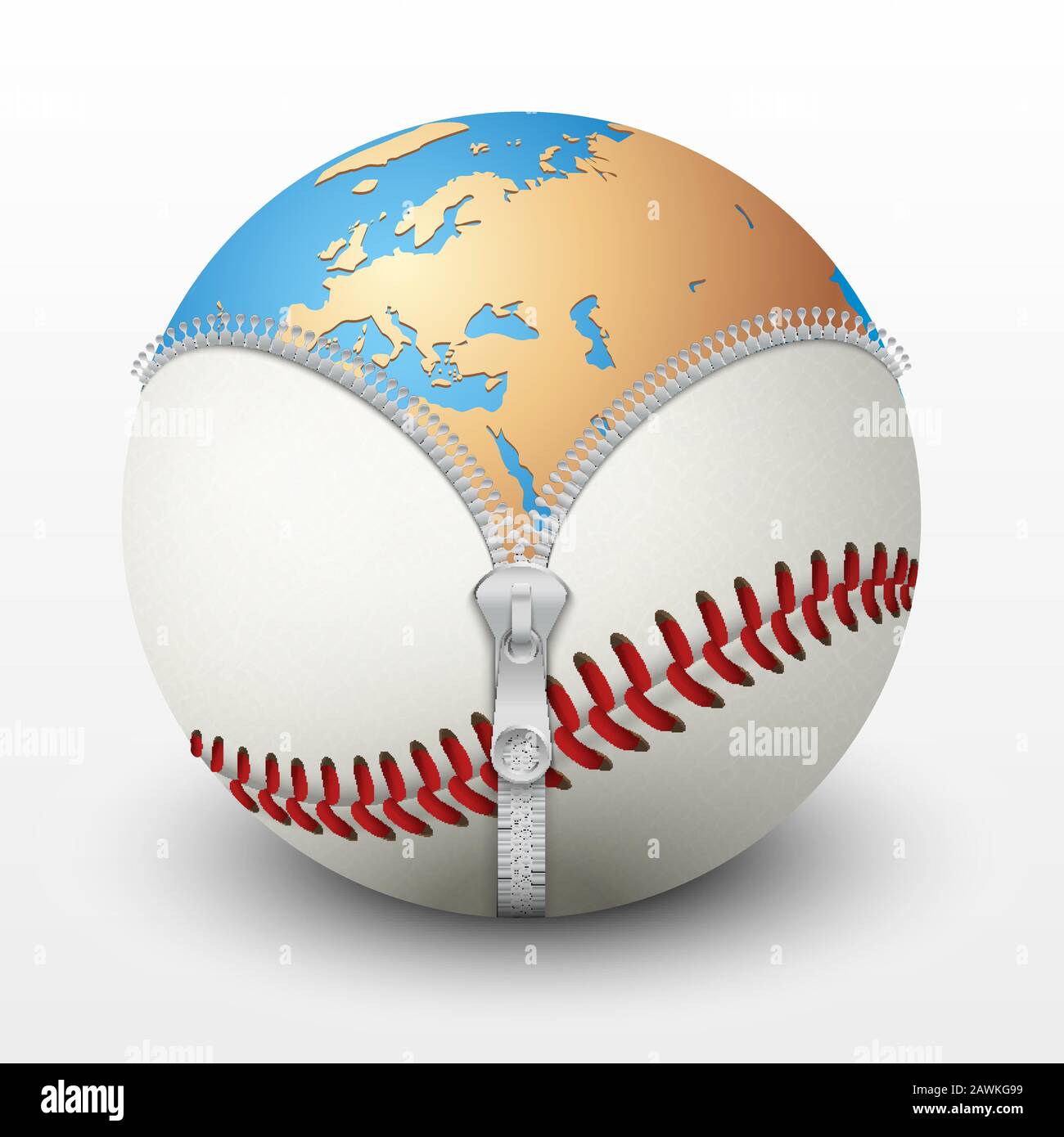 Planète Terre à l'intérieur de la balle de base-ball Illustration de Vecteur