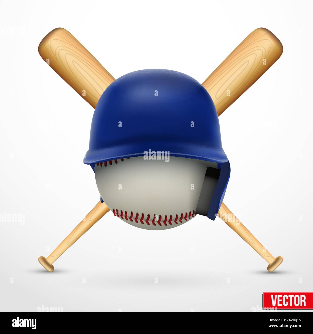 Symbole d'un baseball. Casque, boule et deux battes. Vecteur. Illustration de Vecteur
