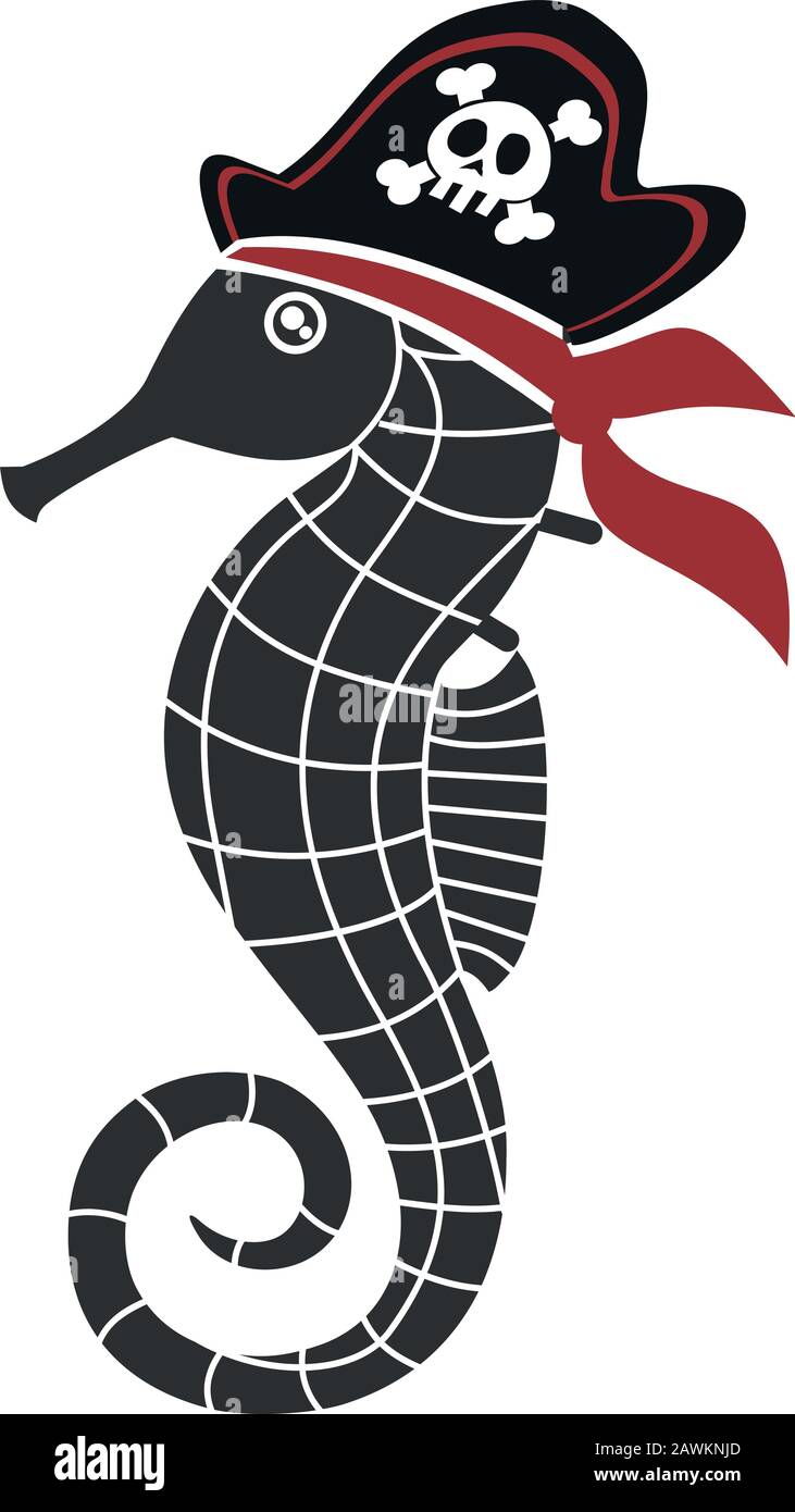 Illustration d'un hippocampe pirate Illustration de Vecteur