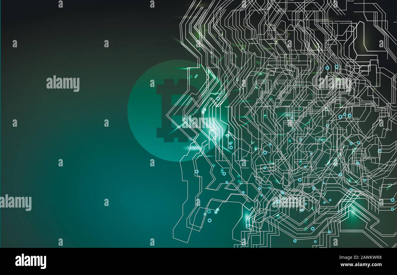Symbole de blockchain de la crypto-monnaie bitcoin. Mise en réseau de la  chaîne de blocs. Trading de bitcoin Cryptocurrency. Réseau financier  mondial cyberfuturiste Image Vectorielle Stock - Alamy