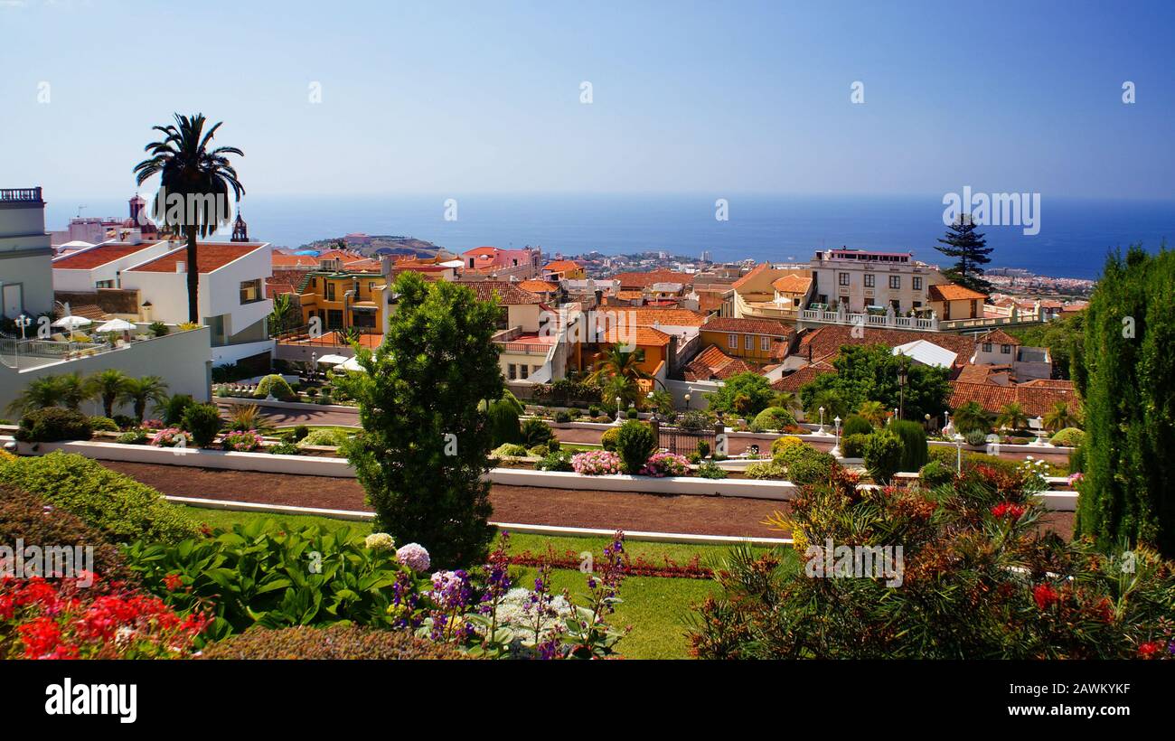 Jardins Victoria (Jardines Victoria ou Los Jardines del Marquesado de la Quinta Roja). La Orotava, Tenerife, Iles Canaries, Espagne Banque D'Images
