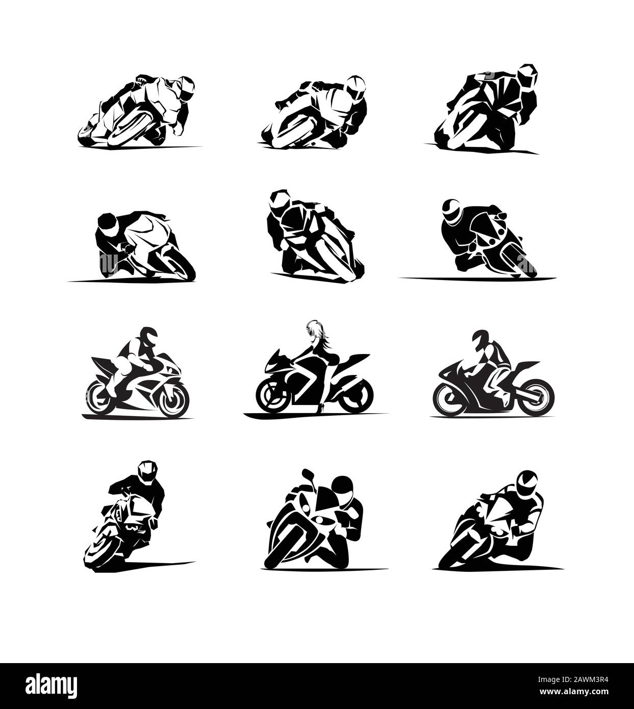 Jeu d'eps vectorielles Extreme Motorbike Rider 12× Illustration de Vecteur
