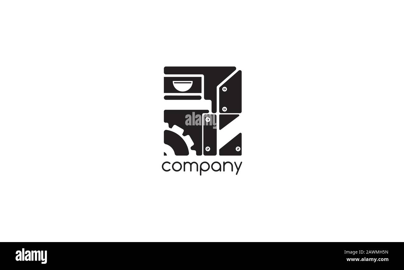 Logo vectoriel sur lequel une image abstraite d'un café fait dans un style industriel. Illustration de Vecteur