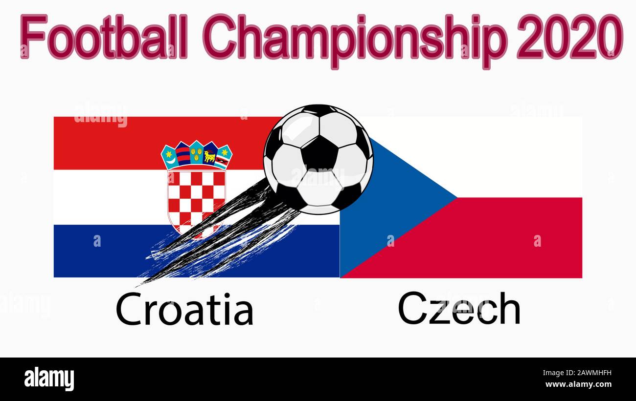 Championnat européen de football 2020, bannière, web design, match entre la Croatie et la République tchèque Illustration de Vecteur