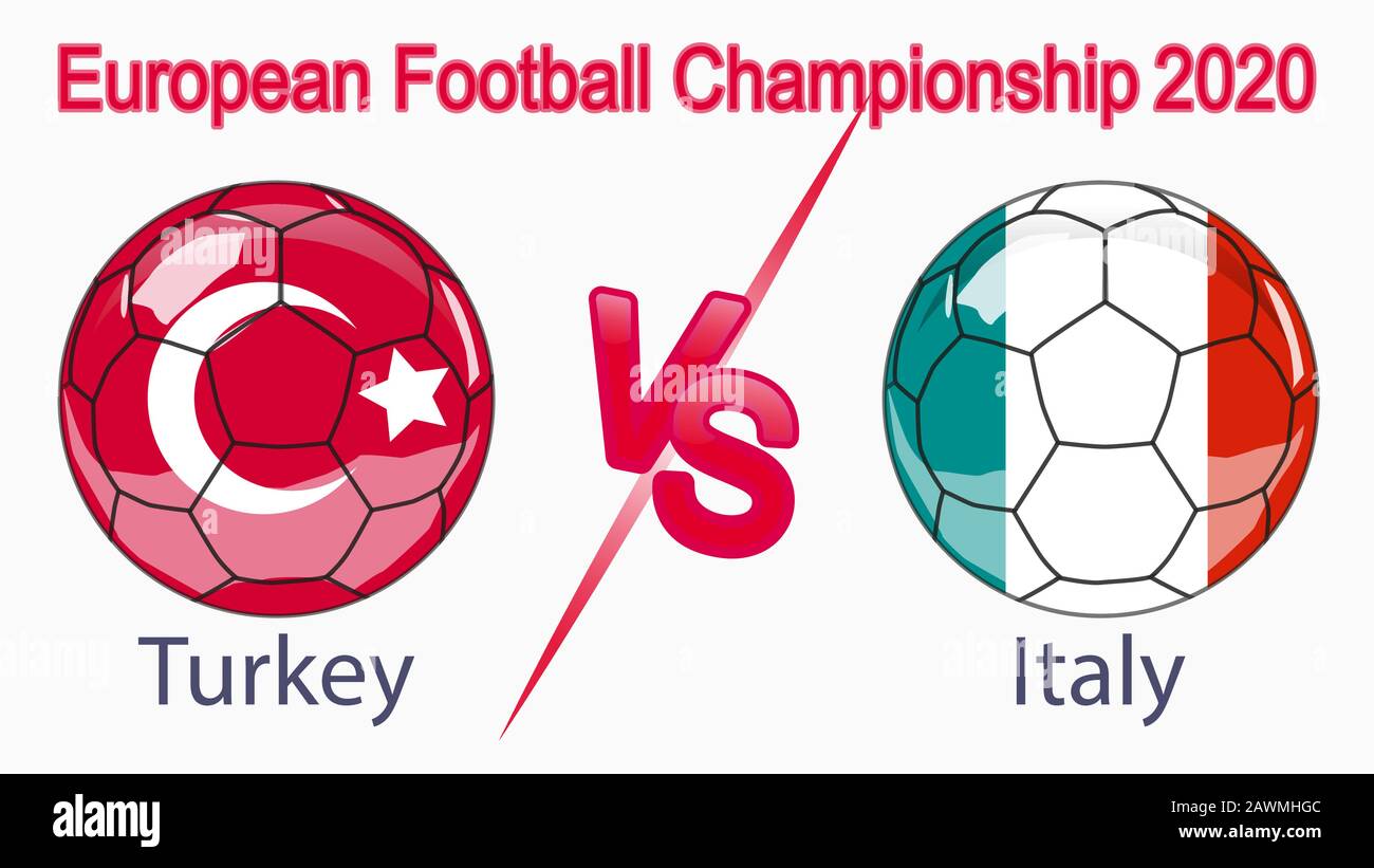 Championnat européen de football 2020, bannière, web design, match entre la Turquie et l'Italie Illustration de Vecteur