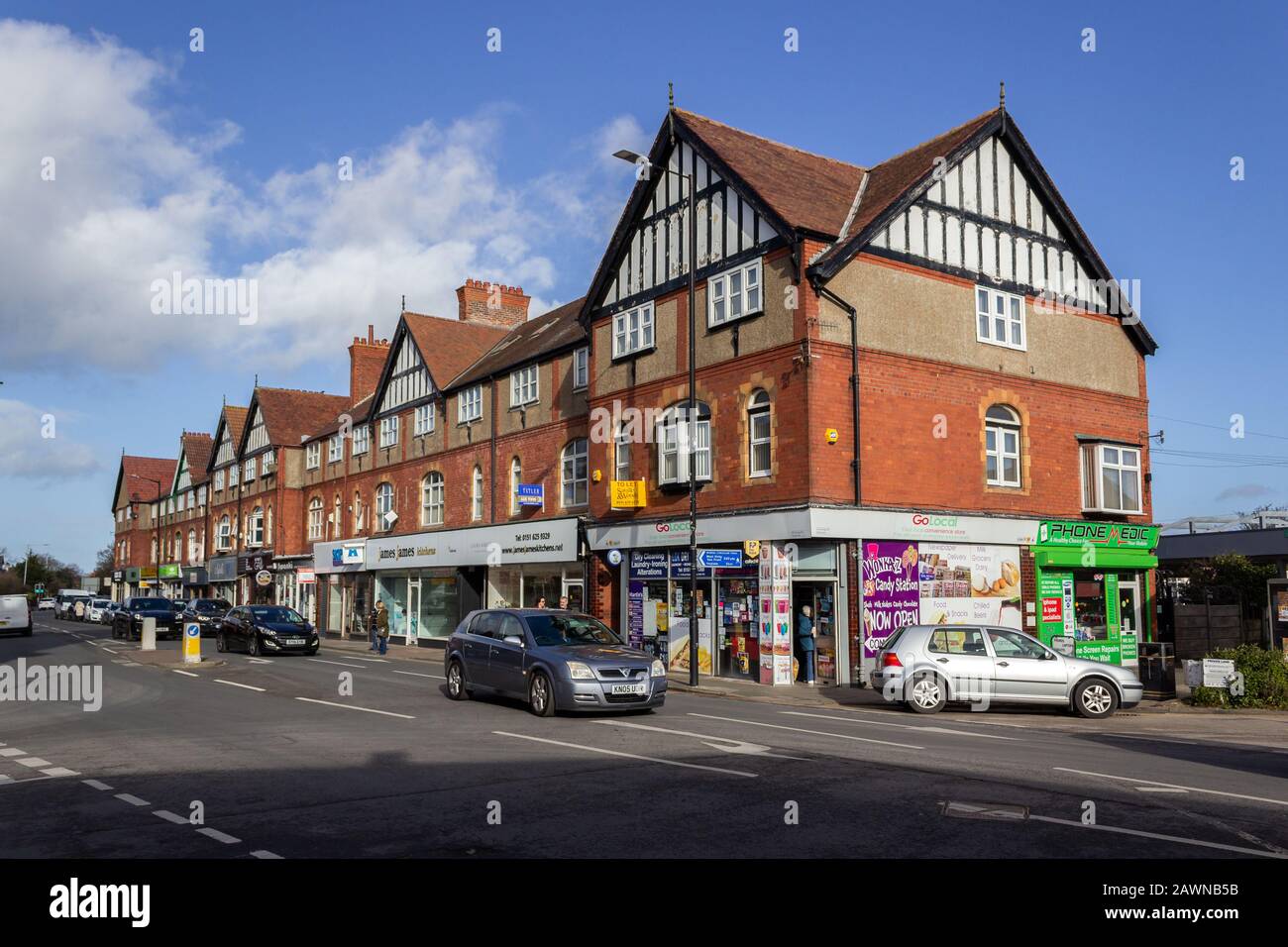 Boutiques Sur Grange Road, West Kirby Banque D'Images