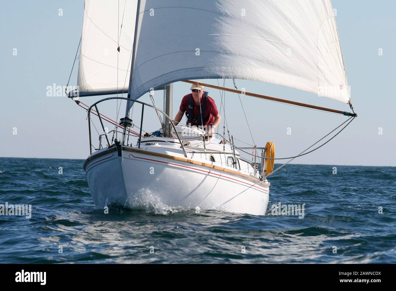 25 bateaux à voile à l'ouest, à ailes d'oie, au large de Stonehaven, Aberdeenshire, Écosse Banque D'Images