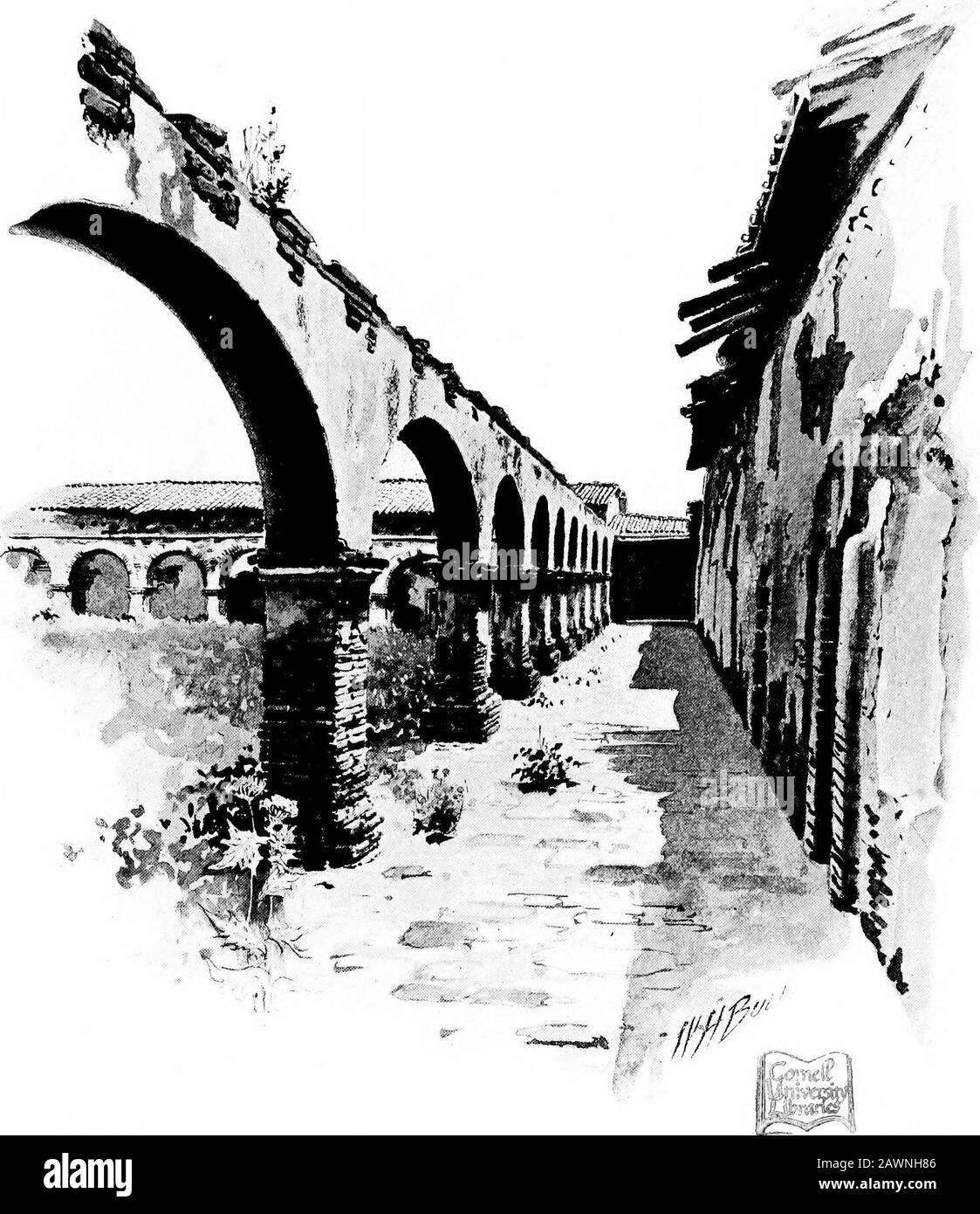 Les célèbres missions de Californie . Mission De San Gabriel 32 Les Célèbres Missions De Californie. 33 s'est brisé de manière dénante sur eux. Un conflit sérieux semblait immi-nent ; quand un des pères a attiré un morceau de vacarant la photo de la Vierge. Immédiatement les sauveteurs ont jeté leurs armes sur le terrain, et, après les théirleaders, bondés d'offrandes sur la merveilleuse image.Ainsi le danger a été évité. D'autres ennuis attendle règlement à San Gabriel; mais après des années il est becameone de la plus réussie de toutes les missions, et la renommée gaineparticulière des industries maintenues Banque D'Images