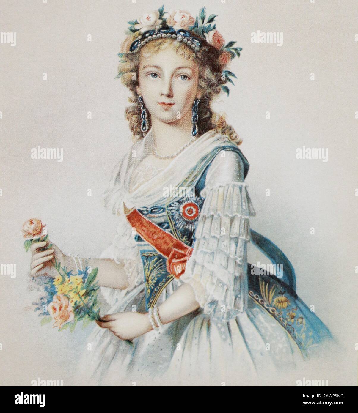 L'Impératrice Russe Elizabeth Alekseevna. Stadler Et Pattinot Chromolithography, 1895. Banque D'Images
